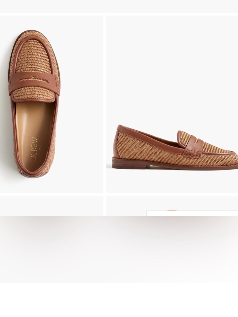 J. Crew Tan & Brown Woven  Penny Loafers Size 8.5 NEW in Box